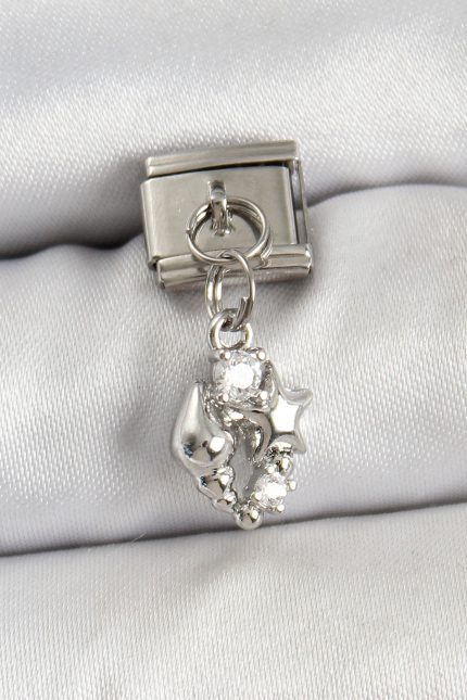 Bouquet Bouqtique 316L Çelik Sallantılı Zirkon Taşlı Deniz Kabuğu Ve Yıldız Model Gümüş Renk Nomination Charm BQT35BC1459