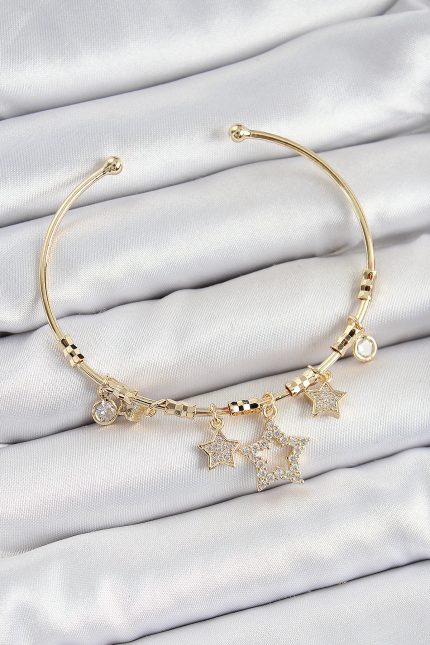 Bouquet Bouqtique Pirinç Zirkon Taşlı Yıldız Model Gold Renk Charm Bileklik BQT35BB7352