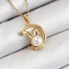 Bouquet Bouqtique 316L Çelik İnci Detaylı Hilal Tavşan Model Gold Renk Kadın Kolye BQT35BKO10347