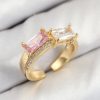 Bouquet Bouqtique Pirinç Zirkon Taşlı Dikdörtgen Model Gold Renk Kadın Yüzük BQT35BYK3797