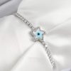 Bouquet Bouqtique Pirinç Zirkon Taşlı Nazar Yıldız Model Gümüş Renk Asansörlü Kadın Bileklik BQT35BB7469