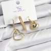 Bouquet Bouqtique Pirinç Zİrkon Taşlı Kalp Model Gold Renk 3'lü Kadın Küpe BQT35BKP10936
