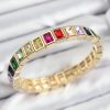 Bouquet Bouqtique Pirinç Karışık Zirkon Taşlı Dikdörtgen Model Gold Renk Lastikli Kadın Bileklik BQT35BB7493