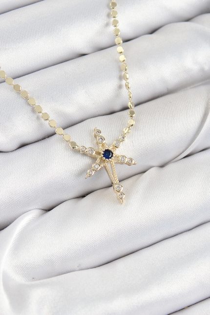 Bouquet Bouqtique Pirinç Zirkon Taşlı Kutup Yıldızı Model Ezme Zincir Gold Renk Kadın Kolye BQT35BKO10390