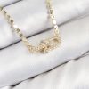 Bouquet Bouqtique Pirinç Zirkon Taşlı Tifany Model Ezme Zincir Gold Renk Kadın Kolye BQT35BKO10393