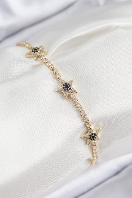 Bouquet Bouqtique Pirinç Zirkon Taşlı Yıldız Model Gold Renk Kadın Bileklik BQT35BB7899