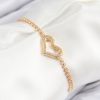 Bouquet Bouqtique Pirinç Zirkon Taşlı Kalp Model Gold Renk Asansörlü Kadın Bileklik BQT35BB7747