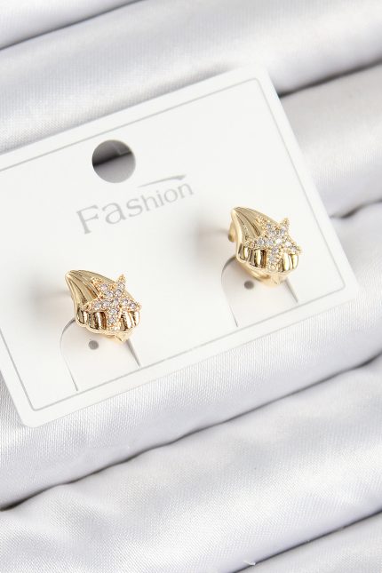 Bouquet Bouqtique Pirinç Zirkon Taşlı Yıldız Model Gold Renk Çocuk Küpe BQT35BKP11200