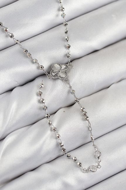 Bouquet Bouqtique Pirinç Zirkon Taşlı Yonca Model Gümüş Renk Kadın Y Kolye BQT35BKO10498