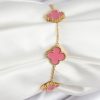 Bouquet Bouqtique 316L Çelik Gold Zincir Pembe Yonca Renk Bileklik BQT35BB7908