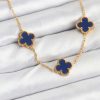 Bouquet Bouqtique 316L Çelik Zincir Gold Renk Lacivert Yonca Kadın Kolye BQT35BKO10567