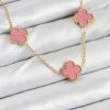 Bouquet Bouqtique 316L Çelik Zincir Gold Pembe Renk Yonca Kadın Kolye BQT35BKO10583