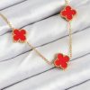 Bouquet Bouqtique 316L Çelik Zincir Gold Kırmızı Renk Yonca Kadın Kolye BQT35BKO10585