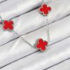 Bouquet Bouqtique 316L Çelik Zincir Gümüş Kırmızı Renk Yonca Kadın Kolye BQT35BKO10586
