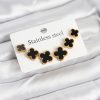 Bouquet Bouqtique 316L Çelik Gold Siyah Renk 3 Boy Yonca Küpe Seti BQT35BKP11235