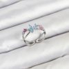 Bouquet Bouqtique Pirinç Gümüş Renk Zirkon Taşlı Mavi Çiçekli Kadın Yüzük BQT35BYK3835