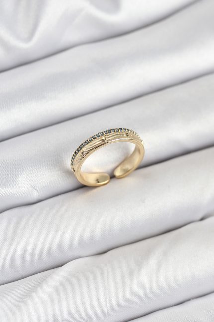Bouquet Bouqtique Pirinç Gold Renk Sıralı Zirkon Taşlı Kutup Yıldızı Model Kadın Yüzük BQT35BYK3836