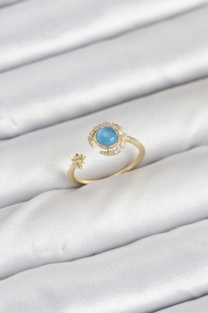 Bouquet Bouqtique Pirinç Gold Renk Zirkon Taşlı Ay Yıldız Kadın Yüzük BQT35BYK3860