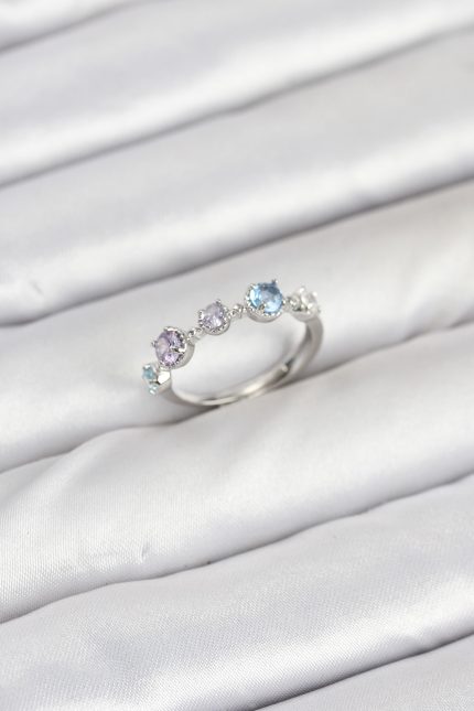 Bouquet Bouqtique Pirinç Gümüş Renk Renkli Zirkon Taşlı Kadın Yüzük BQT35BYK3885
