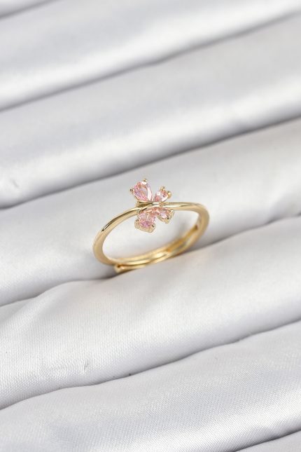 Bouquet Bouqtique Pirinç Gold Renk Pembe Kelebek Kadın Yüzük BQT35BYK3870
