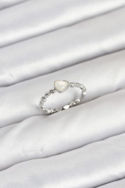 Bouquet Bouqtique Pirinç Gümüş Renk Kalpli Model Kadın Yüzük BQT35BYK3875