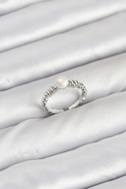 Bouquet Bouqtique Pirinç Gümüş Renk Göbek İnci Model Kadın Yüzük BQT35BYK3887