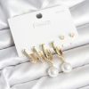 Bouquet Bouqtique Pirinç Gold Renk İnci Detaylı 925 Ayar Gümüş Çivili Kadın Küpe Seti BQT35BKP11259
