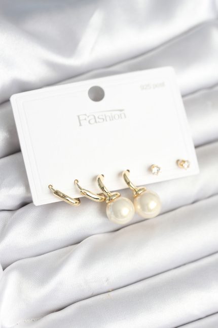 Bouquet Bouqtique Gold Renk Pirinç 925 Ayar Gümüş Çivili Kadın Küpe Seti BQT35BKP11269