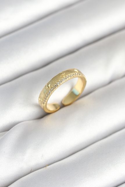 Bouquet Bouqtique Gold Renk Şerit Zirkon Taşlı Kadın Yüzük BQT35BYK3905