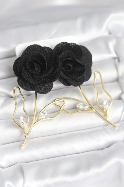 Bouquet Bouqtique Pirinç Gold Renk Siyah Gül Model Kadın Küpe BQT35BKP11369