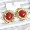 Bouquet Bouqtique Pirinç Gold Renk Bordo Boncuklu Vintage Kadın Küpe BQT35BKP11389