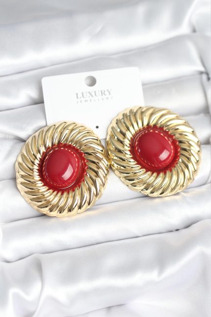 Bouquet Bouqtique Pirinç Gold Renk Bordo Boncuklu Vintage Kadın Küpe BQT35BKP11389