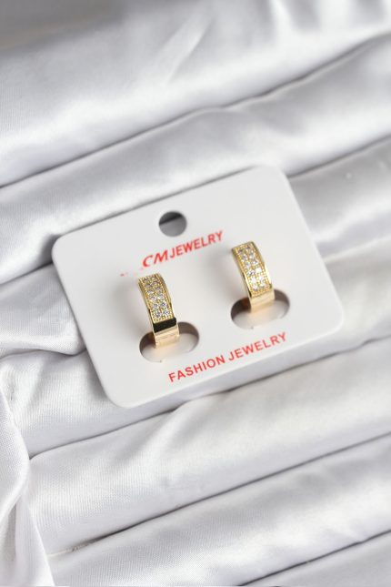 Bouquet Bouqtique 14K Gold Renk Kaplama Zirkon Taşlı Halka CM Kadın Küpe BQT35BKP11428