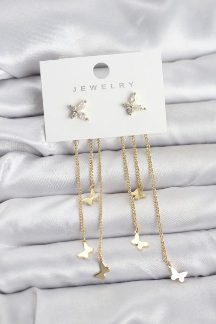 Bouquet Bouqtique Kelebek Model Gold Renk Pirinç Sallantılı Kadın Küpe BQT35BKP11457