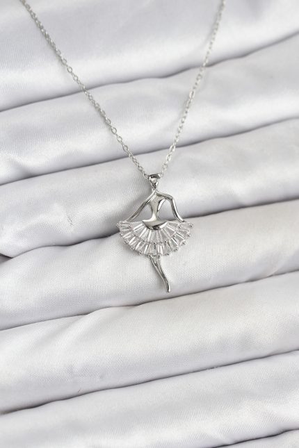 Bouquet Bouqtique 316L Çelik Gümüş Renk Balerin Model Kadın Kolye BQT35BKO10811