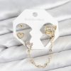 Bouquet Bouqtique Pirinç Gold Renk Kalp Model Zincir Bağlantılı Ear Cuff Küpe Seti BQT35BKP11541