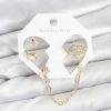 Bouquet Bouqtique Pirinç Gold Renk Uzay Model Zincir Bağlantılı Ear Cuff Küpe Seti BQT35BKP11542