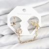Bouquet Bouqtique Pirinç Gold Renk Kelebekli Model Zincir Bağlantılı Ear Cuff Küpe Seti BQT35BKP11543