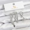 Bouquet Bouqtique Pirinç Gümüş Renk Zirkon Taşlı Uzay Model YSX Trio Küpe Seti BQT35BKP11569