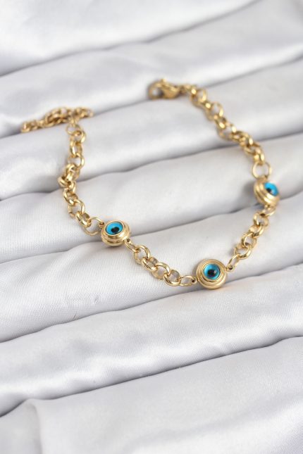 Bouquet Bouqtique 316L Çelik Nazar Model Gold Renk Kadın Bileklik BQT35BB8166
