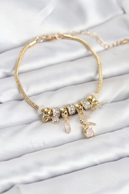 Bouquet Bouqtique Pirinç Gold Renk Tinkerbell Charmlı Kadın Bileklik BQT35BB8189