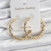 Bouquet Bouqtique Pirinç Gold Renk Tırtıklı Halka Model Kadın Küpe BQT35BKP11606