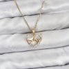 Bouquet Bouqtique 316L Çelik Zincir Gold Renk Kalp ve Fiyonk Model Zirkon Taşlı Kadın Kolye BQT35BKO10848