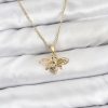Bouquet Bouqtique 316L Çelik Zincir Gold Renk Sinek Model Zirkon Taşlı Kadın Kolye BQT35BKO10875