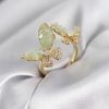 Bouquet Bouqtique Gold Renk Su Yeşili Kelebek Model Zirkon Taşlı Kadın Yüzük BQT35BYK3948
