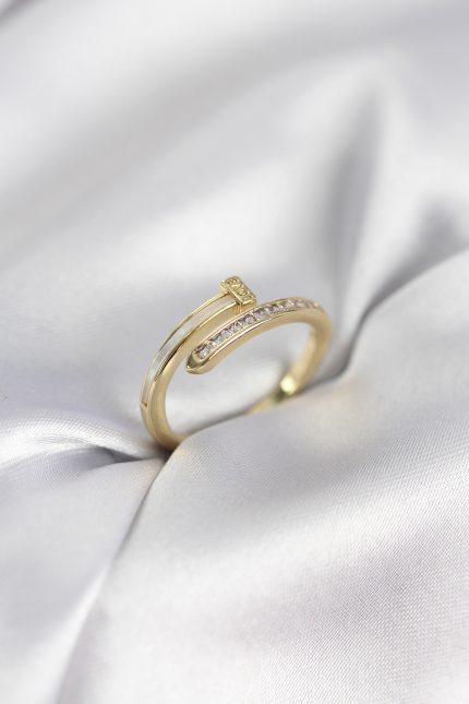 Bouquet Bouqtique Zirkon Taşlı Gold Renk Yassı Çivi Model Kadın Yüzük BQT35BYK3961