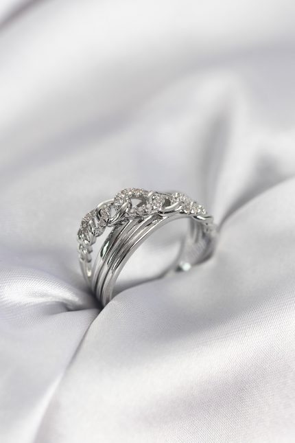 Bouquet Bouqtique Gümüş Renk Zirkon Taşlı Zincir Model Kadın Yüzük BQT35BYK3972