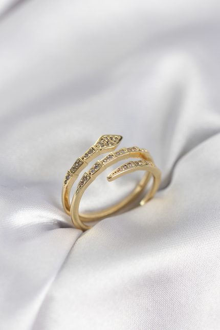 Bouquet Bouqtique Yılan Model Gold Renk Zirkon Taşlı Kadın Yüzük BQT35BYK3989