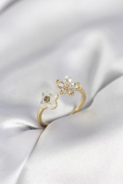 Bouquet Bouqtique Gold Renk Sedefli Çiçek Model Kadın Yüzük BQT35BYK3981