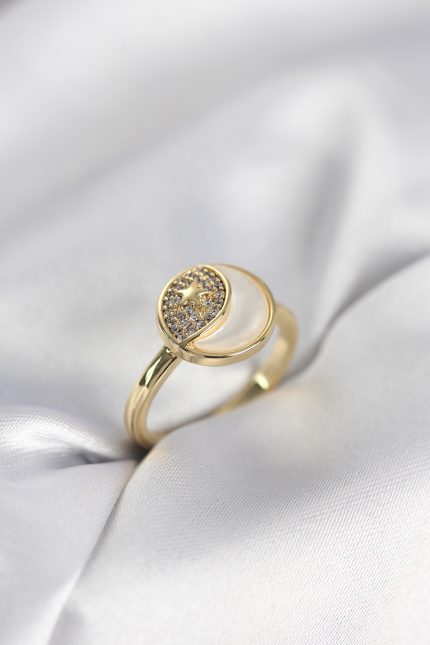 Bouquet Bouqtique Ay Yıldız Model Gold Renk Zirkon Taşlı Kadın Yüzük BQT35BYK3995
